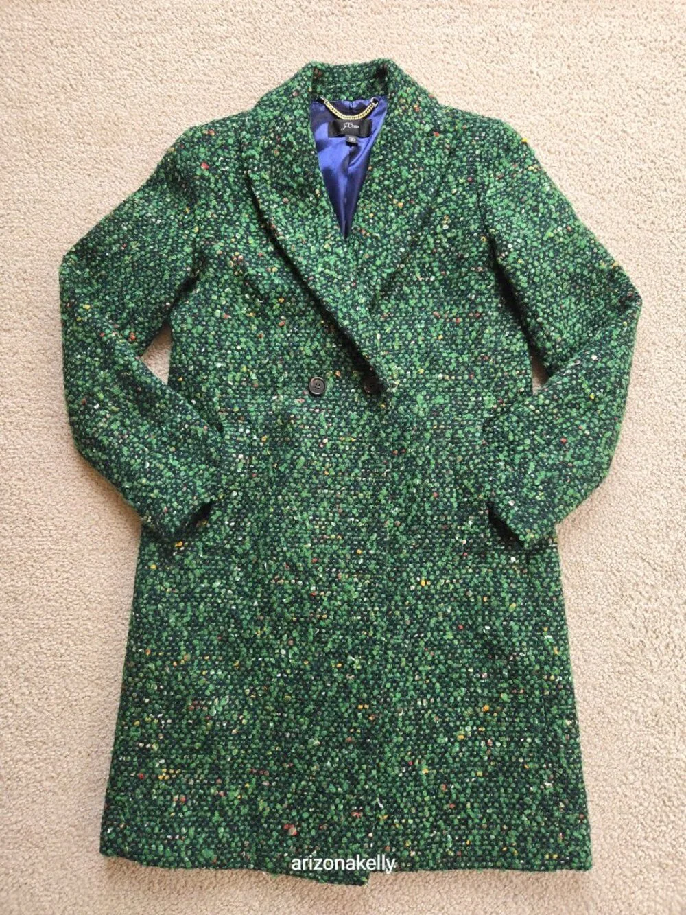 NWOT J. Crew Daphne Topcoat in Italian Tweed *RUNS BIG* Green Wool Blend 00 - Picture 2 of 16